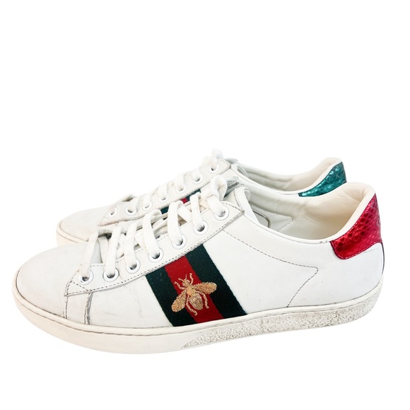 Gucci White Leather r Ace Low Top Sneakers - Picture 4 of 11